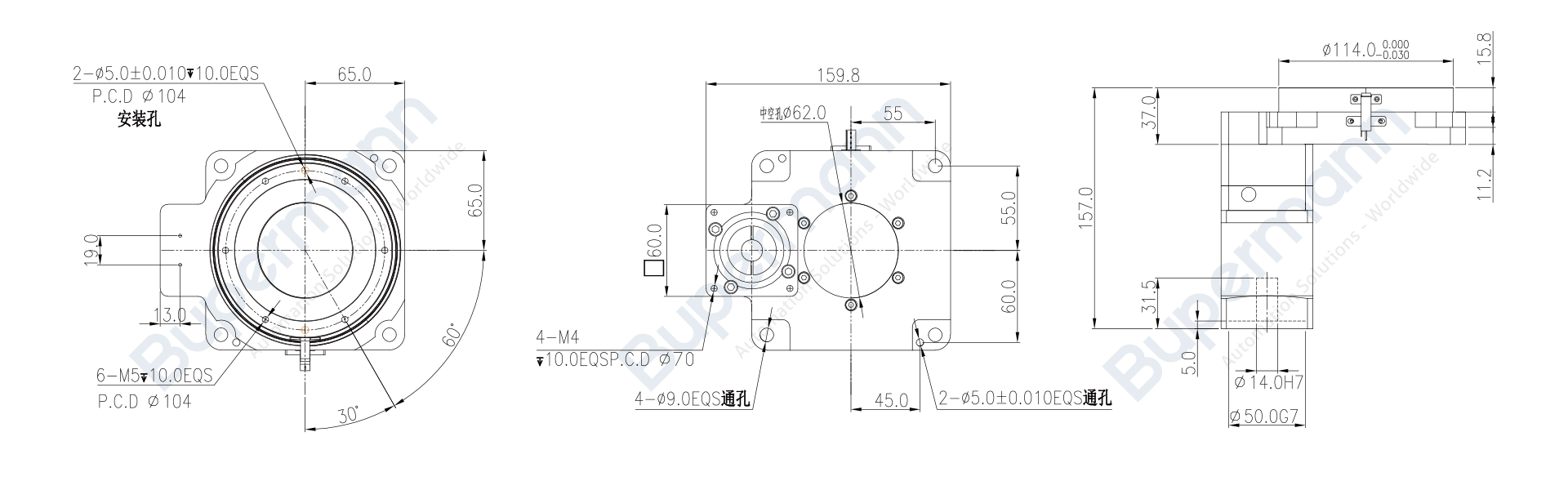 BPHPG135中空旋转平台安装图纸.png BPHPG135中空旋转平台安装图纸.png